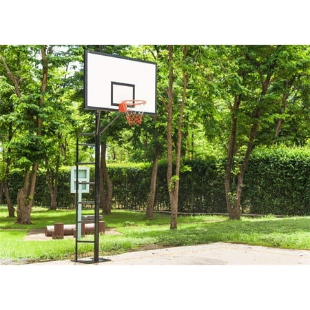 Jungle Basket - ABPHOTO 7x5ft Basketball Court Backdrop Nature Outdoor Playground Basketball Hoop Backdrops for Photography Jungle Forest Trees Green Grassland Spring Photo Background Boys Children Studio Props
