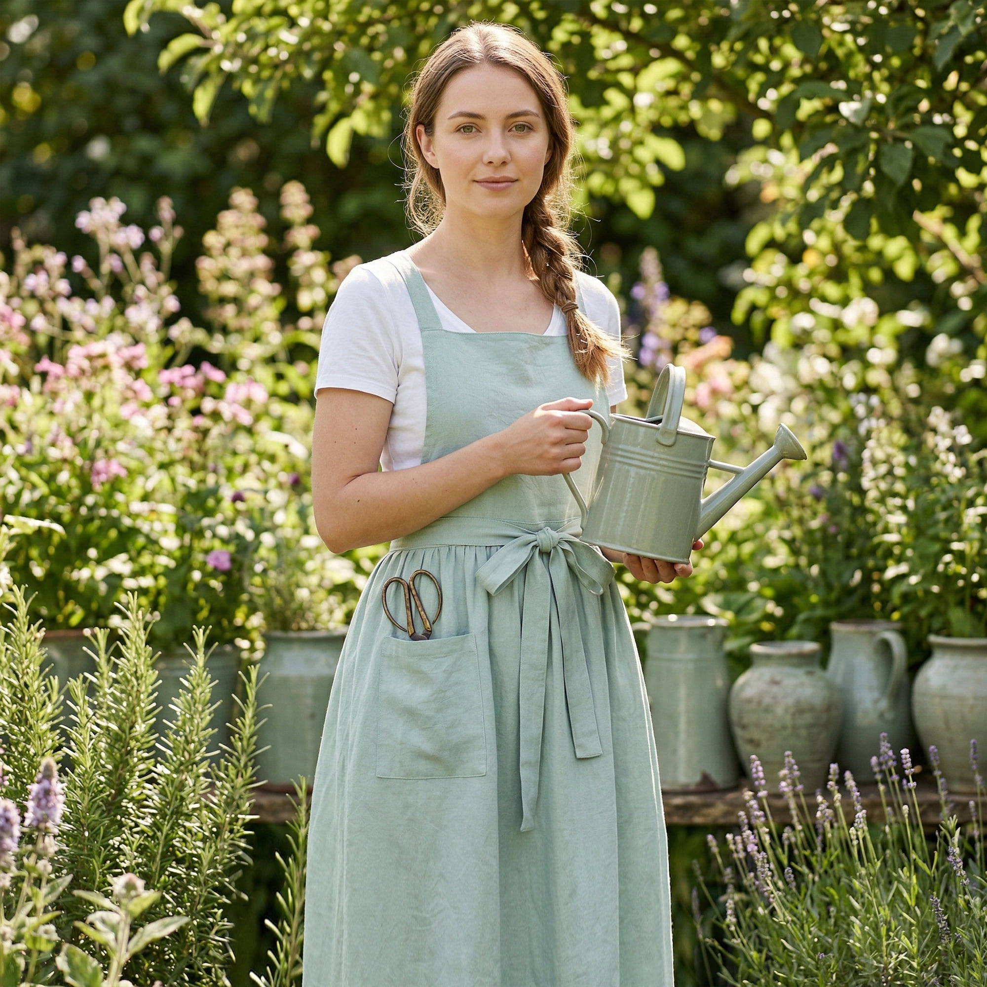 Unique Bargains Aprons for Women with Pockets Kitchen Apron Extra Long Waist Blue