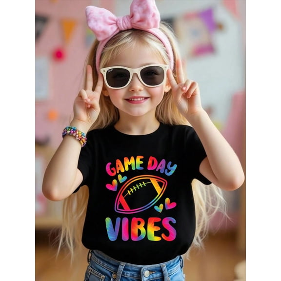 100% Cotton Game Day Vibes American Football Player Women Girls Kid T-Shirt Graphic T-shirts for boys and girls