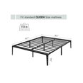 thumbnail image 3 of 14-pulgada tamaño individual/tamaño completo/queen size matte negra metal platform marco de cama-wrought rod design no box spring required fácil montaje under-cama almacenamiento, 3 of 8