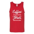 thumbnail image 2 of Wild Bobby Coffee Gets Me Started Jesus Keeps Me Going Inspirational/Christian Men Graphic Tank Top, Red, X-Large, 2 of 5