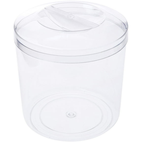 Pioneer Plastics 289C Clear Round Plastic Container with Pinch Style Lid, 7.9375" W x 7.5" H
