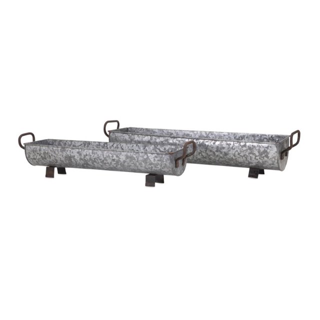 IMAX Corporation Christina 2 Piece Shallow Planter Set in Gray