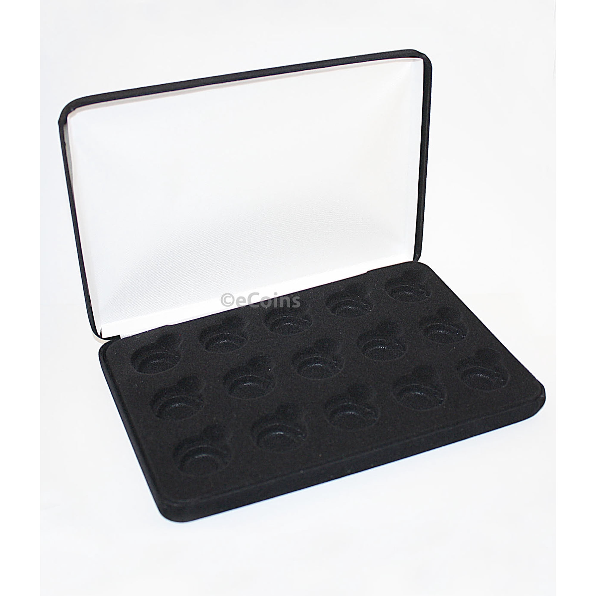 Black Felt COIN DISPLAY GIFT METAL PLUSH BOX holds 15-Quarter or Presidential $1