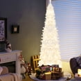 thumbnail image 2 of Costway 7FT Pre-Lit Hinged Pencil Christmas Tree White w/ 300 LED Lights & 8 Flash Modes, 2 of 10