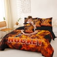 thumbnail image 5 of Erosebridal Fire Hockey Twin Bedding Sets, Sport Bedding Comforter Set for Men and Boys, Black Reversible 7pcs, 5 of 6