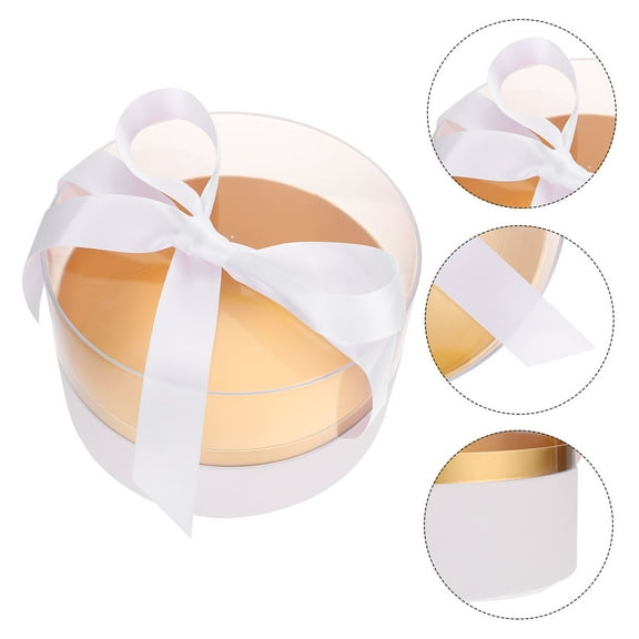 ELAYARD Round White Acrylic Flower Box for Preservation, Mother's Day , 8.3 x 8.3 x 5.1 inches, 1 Set