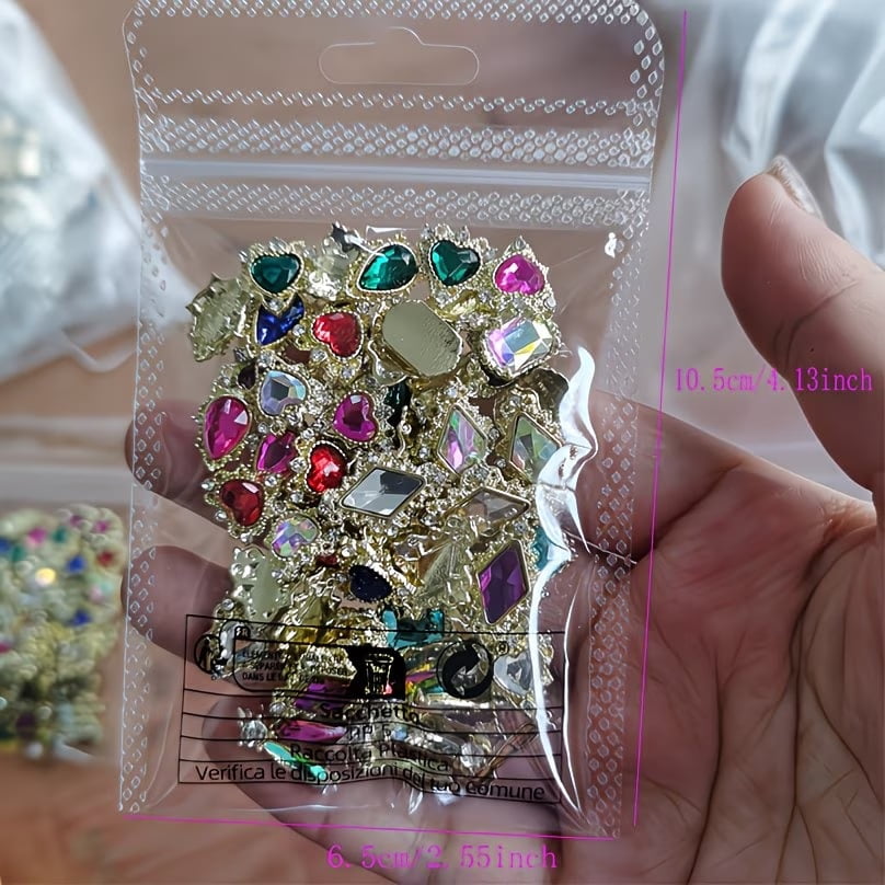 60 Pieces 3D Nail Art Rhinestones, Alloy Synthetic Gemstone Nail Art Jewelry, Luxury Shiny Nail Art Jewelry Accessories, Suitable for Acrylic Nails, Women's Jewelry and DIY Jewelry Making