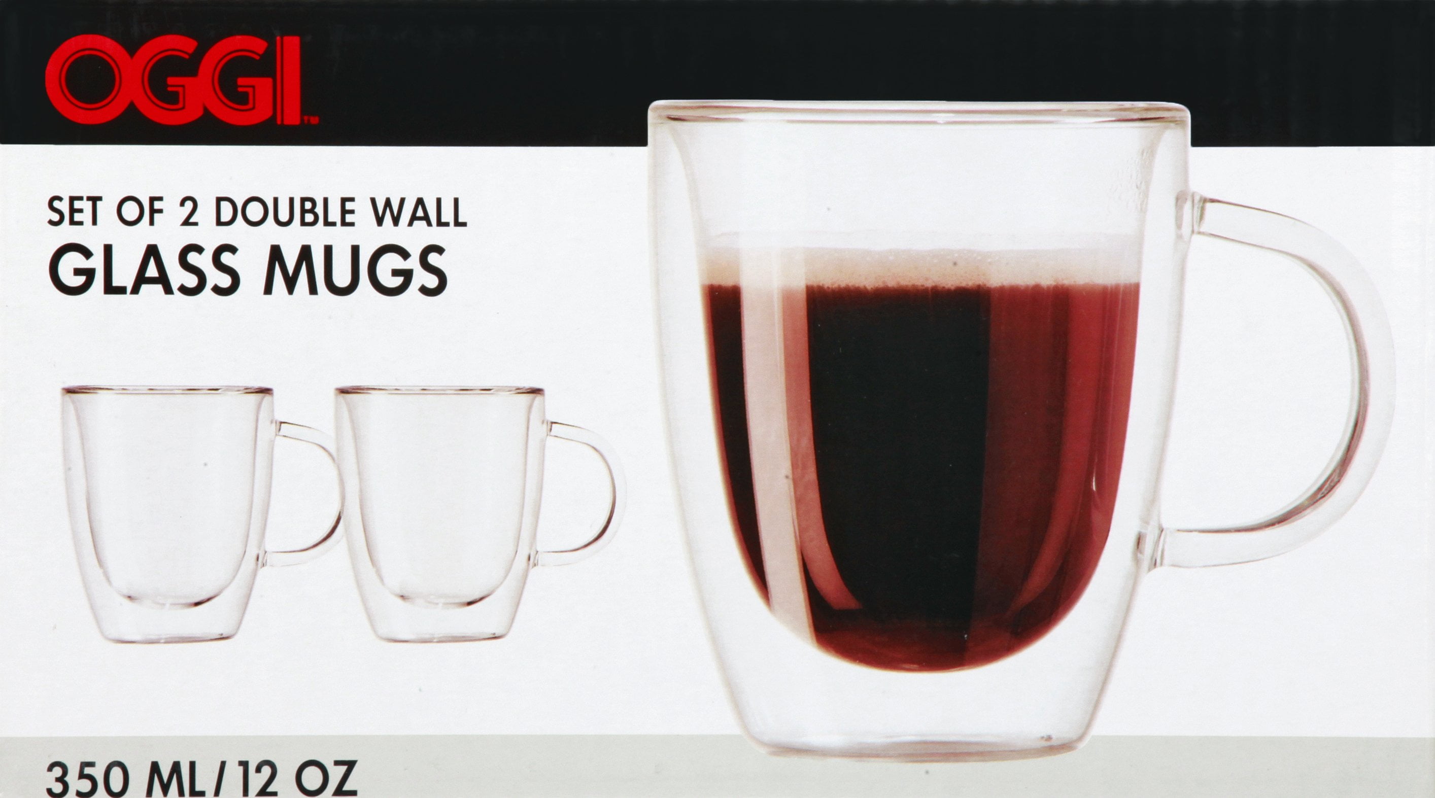 Oggi Double Walled Insulated 3 oz Borosilicate Glass Espresso Mugs