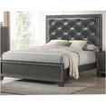 thumbnail image 3 of Modern King Size Upholstered Platform Bed with High Tufted Headboard, Dark Gray Wood Panel Frame, 3 of 6