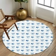 thumbnail image 3 of Aesthetic Bow Washable Round Area Rug 8 ft, Blue Gradient Heart Bow Blue Theme, Soft Non Slip Rugs Stain Repellent Indoor Felt Carpet for Living Dining Room Bedroom Home Office, 3 of 9