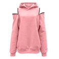 thumbnail image 5 of Womens Hooded Sweatshirt Drop Sleeve Soft Comfort Relaxed Fit Front Pocket Y2K Street for Casual Wear Pink,XL, 5 of 6