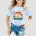 thumbnail image 2 of T-Shirts Filles Mode Imprimé Col Rond Manches Courtes Décontractées Hauts Filles Bleu Clair 4-5 Ans, 2 of 4