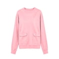 thumbnail image 6 of Women's Sweatshirt Crewneck Long Sleeve Oversized Solid Color Pullover Tops with Pockets Pinks L, 6 of 7