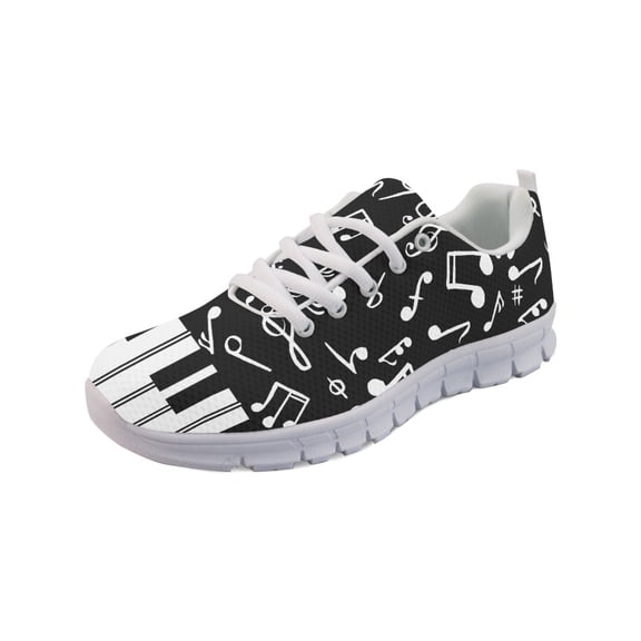 COEQINE Piano Keys Musical Notes Tennis Shoes for Women Girls Sneakers Lightweight Athletic Work Shoes Breathable Footwear for Jogging Training Climbing Hiking