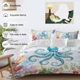 thumbnail image 3 of 3 Piece Octopus Coastal Duvet Cover Set Twin Size, Microfiber Comforter/Quilt Cover with Corner Ties and 2 Pillowcases, Blue Nautical Summer Beach Ocean All Season Soft Bedding with Zipper Closure, 3 of 8