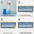 thumbnail image 5 of Farm Fresh Blueberries Vinyl Decal 12 Inch x 5 Inch Weatherproof Heavy-Duty Adhesive Backing | Sweet Berries, Farmer’s Market, Seasonal Offers | Made in USA, 5 of 6