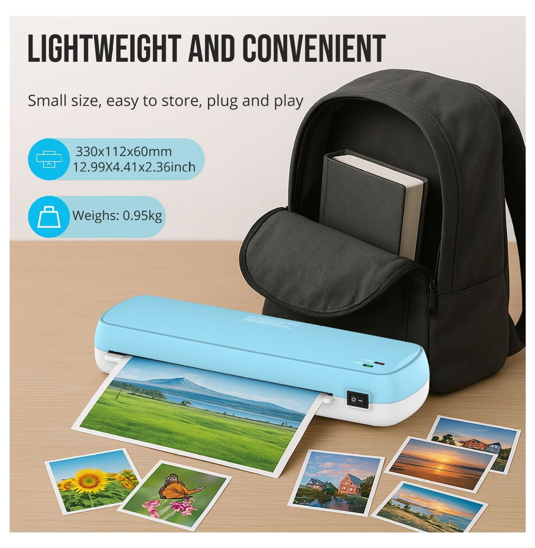 Laminator Machine - A4 A5 A6 Laminator with 10 Sheets - Fast Laminating, Never Jam, Color Preservation - Home, School, Office Supplies