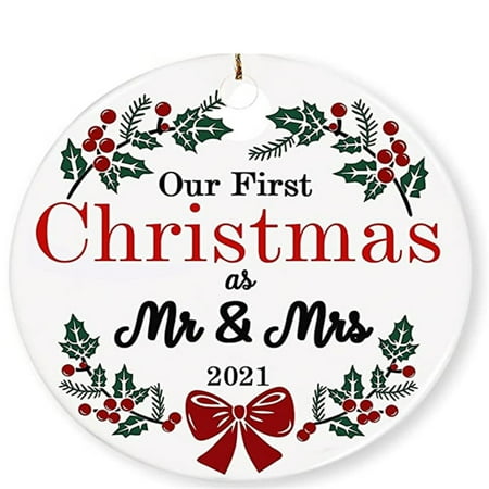 

Christmas Tree Hanging Ornament Round Christmas Themed Acrylic Pendant Restaurant Home Decorations Lightweight B