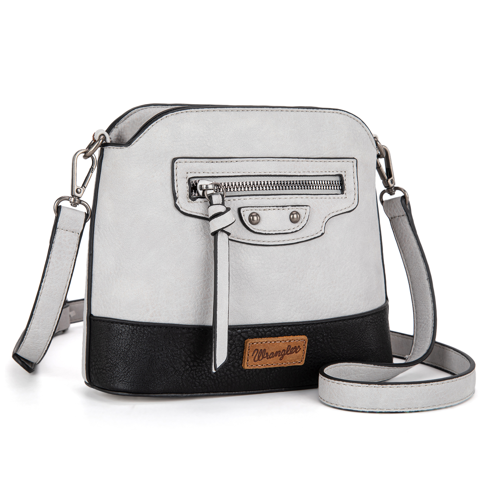 Wrangler Small Crossbody Bags for Women Shoulder Cute Purses and Handbags with Adjustable Strap, Grey-Black
