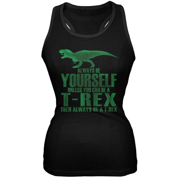 Jurassic - Always Be Yourself T-Rex Black Juniors Soft Tank Top - Large