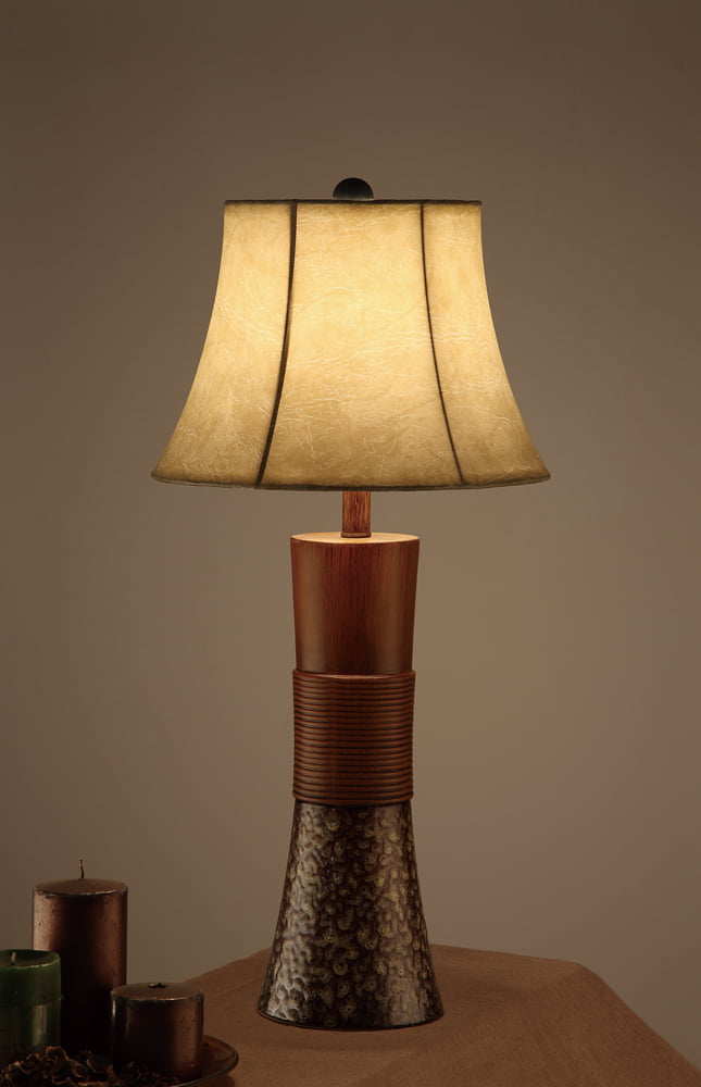 Bell Shade Table Lamp With Tall Base Stand Brown set of 2 - Walmart.com