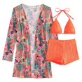 thumbnail image 5 of Gibobby Bañador de Bikini Bikinis de cintura alta para mujer, conjunto de Bikini Sexy de 3 piezas, traje de baño para cubrir, traje de baño de manga larg(Naranja,M), 5 of 5