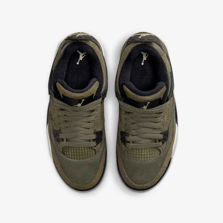 Air Jordan 4 Retro SE Craft GS, Medium Olive Canvas, Pale Vanilla