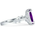 thumbnail image 5 of Marquise Halo Beaded Ring Amethyst Cubic Zirconia White Tone 925 Sterling Silver, Size 9, 5 of 7