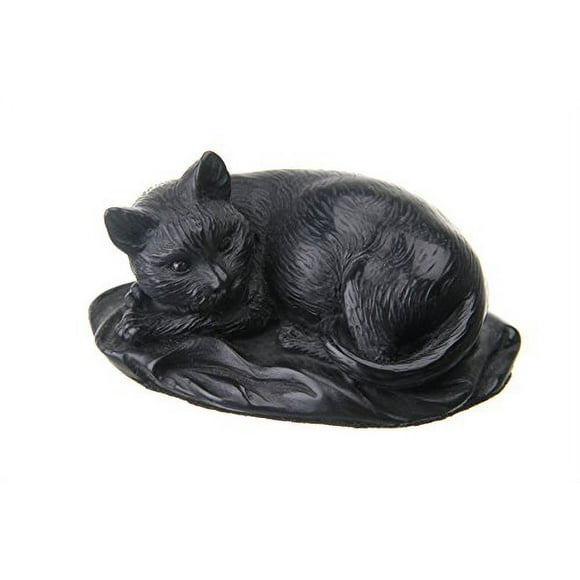 danila-souvenirs Decorative Stone Statue Figurine Sculpture Lying Black Cat 4'' (10 cm)