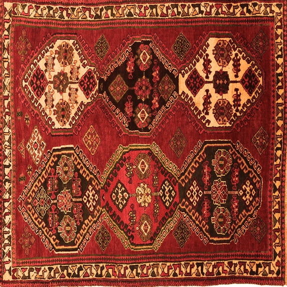 Ahgly Company Indoor Square Persian Orange Traditional Area Rugs, 6' Square