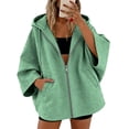 thumbnail image 3 of Perfectbot Women's Elbow-Length Sleeve Zip Up Hoodie Oversized Baggy Hooded Sweatshirt with Pockets, 3 of 8