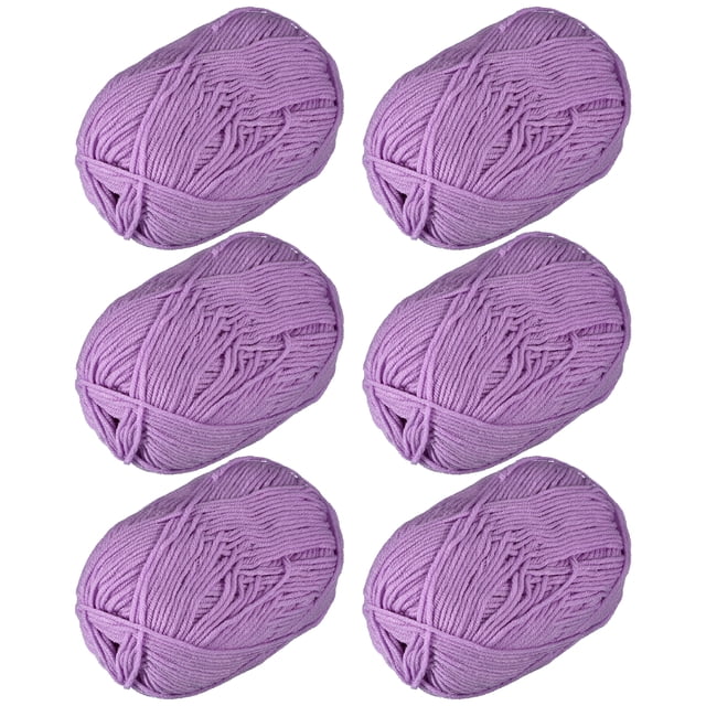 300g - Paquete de 6 ovillos de hilo acrílico suave de 50g para ganchillo en color púrpura