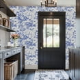 thumbnail image 3 of Peel and Stick Wallpaper Blue Floral Peonies Intricate Linework Wall Mural 17.7in x 9.8ft Self Adhesive Removable Wall Paper Renter Friendly Wallpaper for Nursery Bedroom Cabinets, 3 of 8