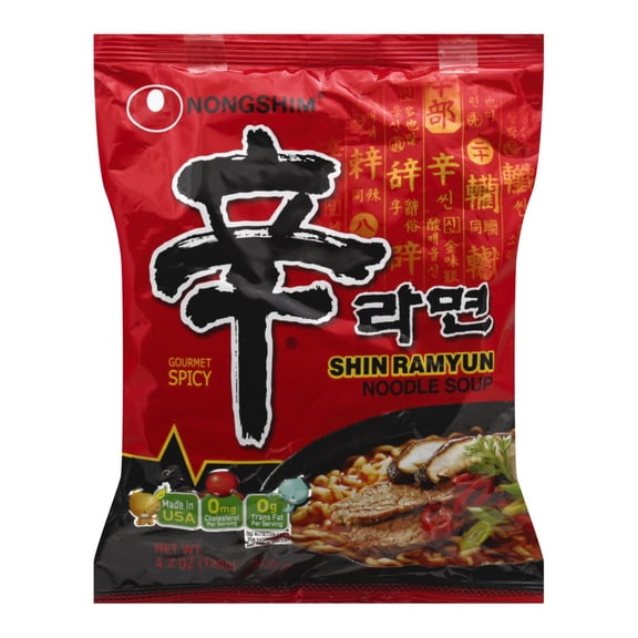 NONG SHIM - Spicy Korean Instant Noodle Pack - 4.2 Oz, Case of 10