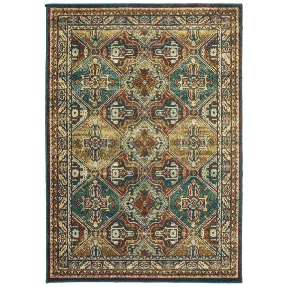 Sphinx Dawson Area Rug 8527A Teal Diagonal Cubes 3' 10" x  5' 5" Rectangle