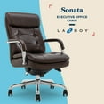 thumbnail image 2 of La-Z-Boy Sonata Executive MidBack Office Chair Bonded Leather Brown and Chrome, 2 of 8