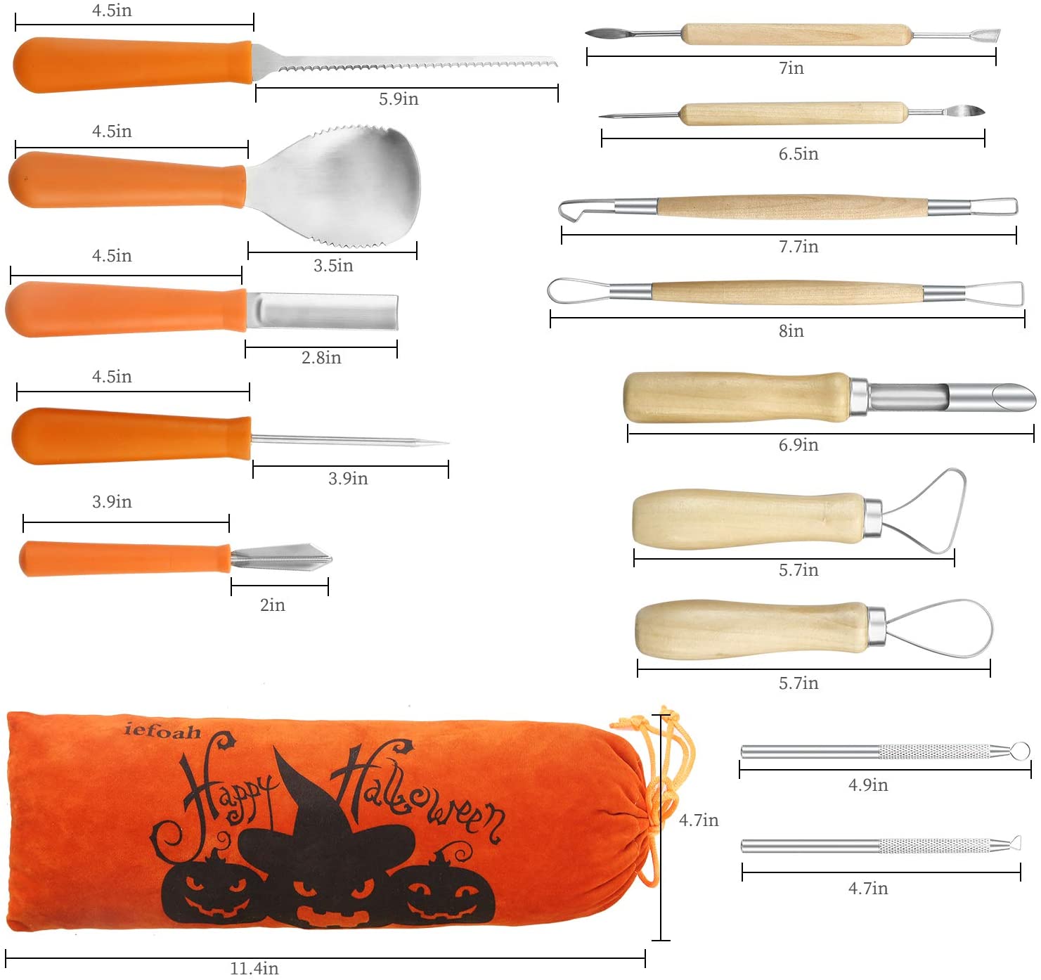 Kit Sculpture Citrouille ChaneeHann 10 Pièces - Outils Professionnels En Acier Inoxydable Pour Halloween Et Gravure Sur Légumes