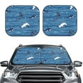 thumbnail image 2 of Haiem Sharks On White Blue Striped Windshield Sun Shade: Universal Foldable 2-Piece Car Front Window Sunshade - Blocks Uv Rays, And Reduces Heat,Essential Car Accessory Small, 2 of 7