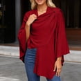 thumbnail image 2 of Bmisegm Womens Large Cross Front Poncho Sweater Wrap Topper Knitted Elegant Shawls Cape for Fall Winter _002, 2 of 4