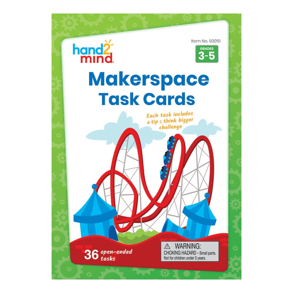 hand2mind Makerspace Task Cards, STEM Learning Cards for Kids Grade 3-5, 36 STEM Activities, Kids Building Projects, Learning Cards, Educational Toys, Fun Ideas on What to Build, Classroom Supplies
