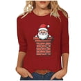 thumbnail image 2 of Cadancy Christmas Tops for Women 2025 Party Santa Crewneck 3/4 Sleeve Blouse Plus Size Vintage Casual Holiday Blouses Xmas Dressy Winter Funny Shirts, 2 of 5