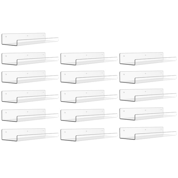 Estantes acrílicos Upsimples para almacenamiento en pared, 15 unidades flotantes, paquete de 16
