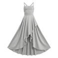 thumbnail image 4 of Byoo Tween Girls Party Dress Solid Color Satin Bodice Maxi Dress Versatile Spaghetti Strap Gown for Kids, 4 of 7