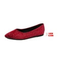 thumbnail image 4 of Red Women'S Pointed Toe Loafers With Sparkling Studs Velvet Soft Flat Shoes Casual Slip On Comfortable Everyday Wear Lightweight Flexible Sole Size 40, 4 of 9