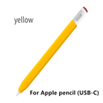 thumbnail image 1 of Pencil Case iPad Tablet Touch Stylus Pen Solid Colour Silicone Cover for Apple Pencil 1st or 2nd Generation New Pencil (USB-C) USB-C Yellow, 1 of 6