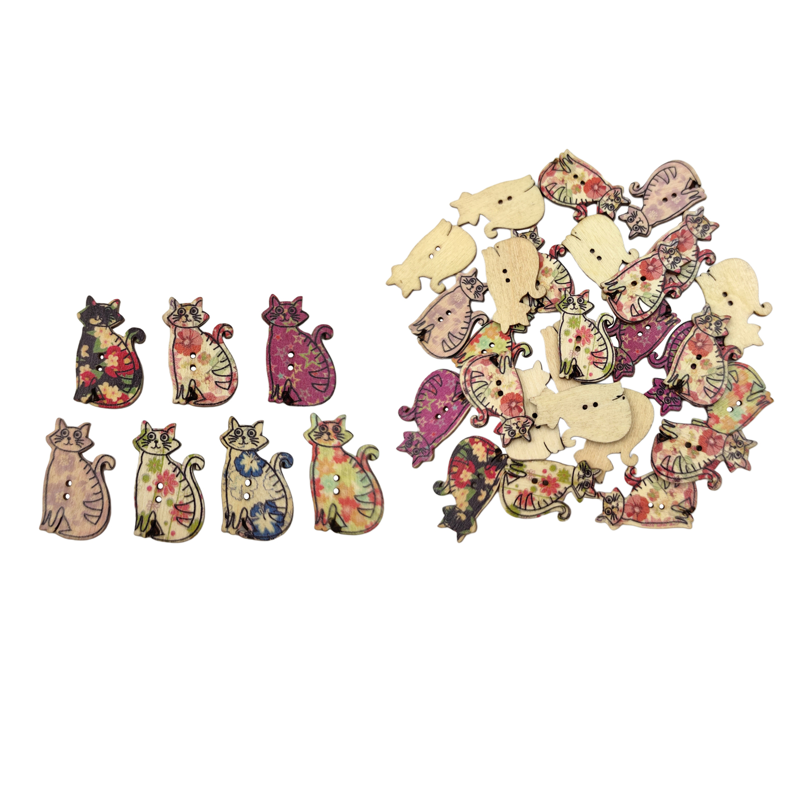 Assorted Animal Buttons Vintage Animal Wooden Buttons, two holes Craft