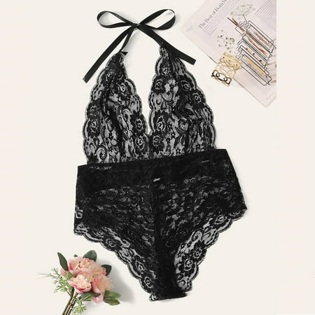 

Fashion Women Sexy Lace Lingerie Backless Jumpsuit Hollow out Bodysuit Underwear