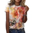 thumbnail image 3 of Bee And Flowers T Shirts Basic T-Shirt Short Sleeve Ladies Tee Shirt Summer Graphic Clothing, 3 of 5