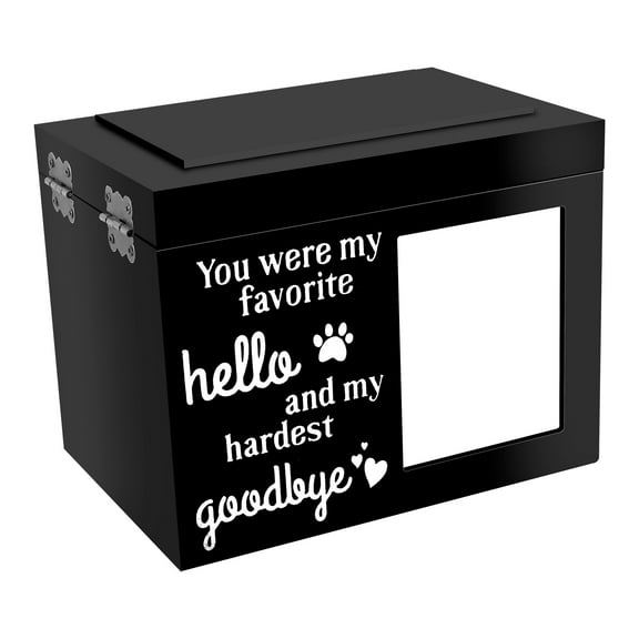 Pet Memorial Urn for Dog or Cat Ashes with Photo Frame Wood Dog Urn Personalized Pet Urn Pet Memorial Keepsake Memory Box with Key and Lock for Loss Pets